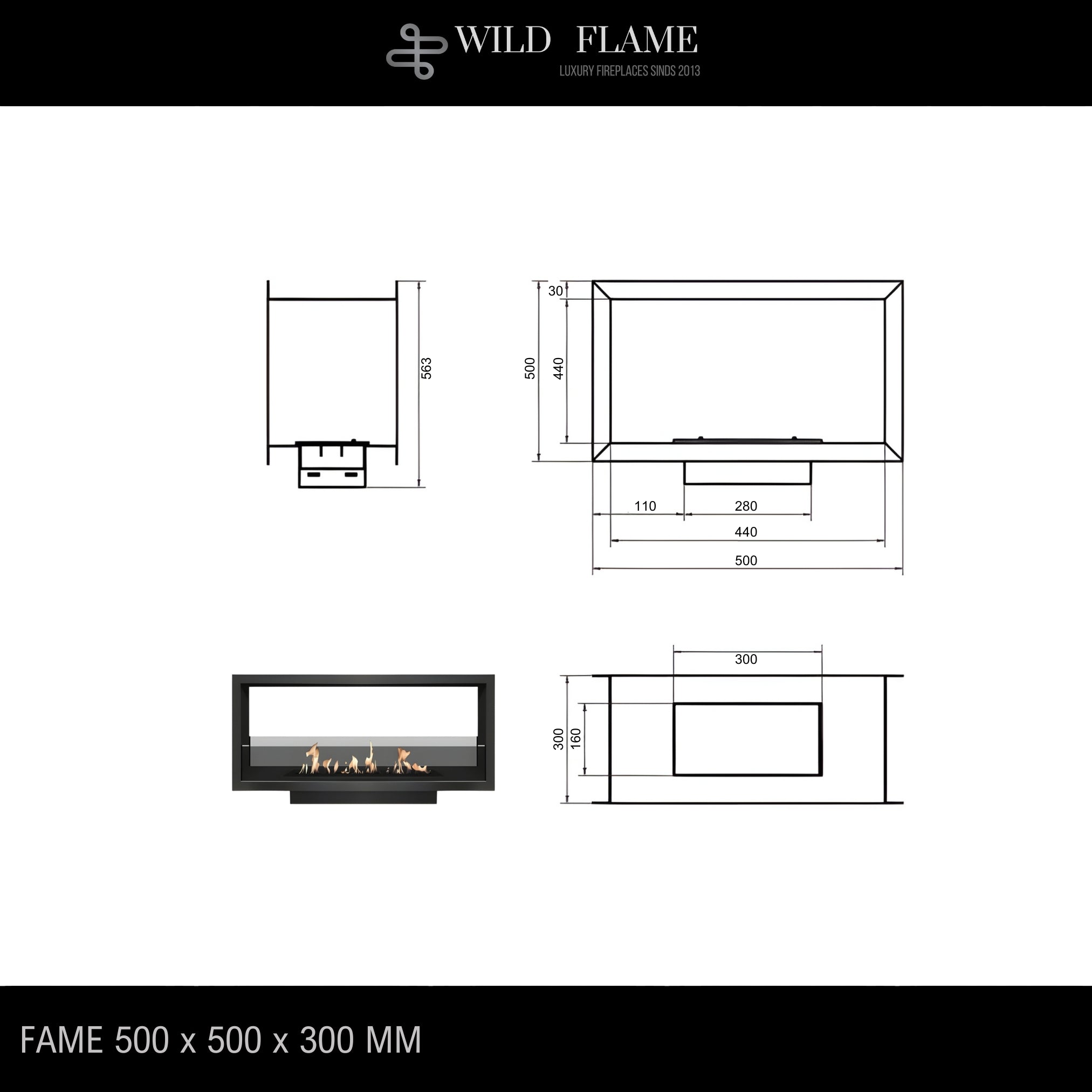 Fame Bio Ethanol Doorkijkhaard 50 cm