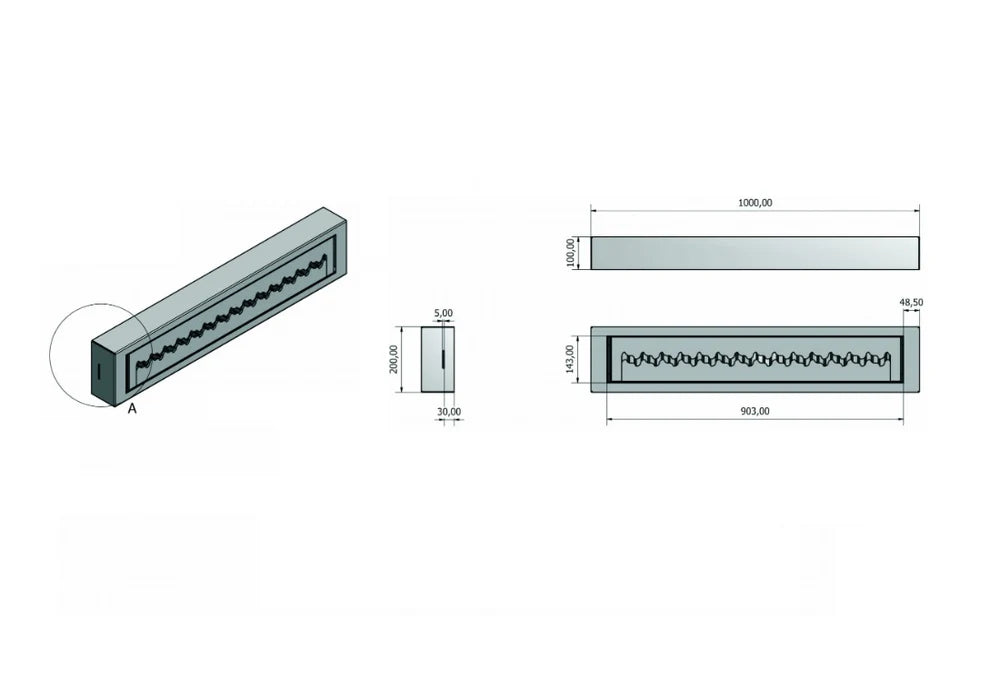 Bio-Ethanol PRO Zigzag Inzethaard 100 CM