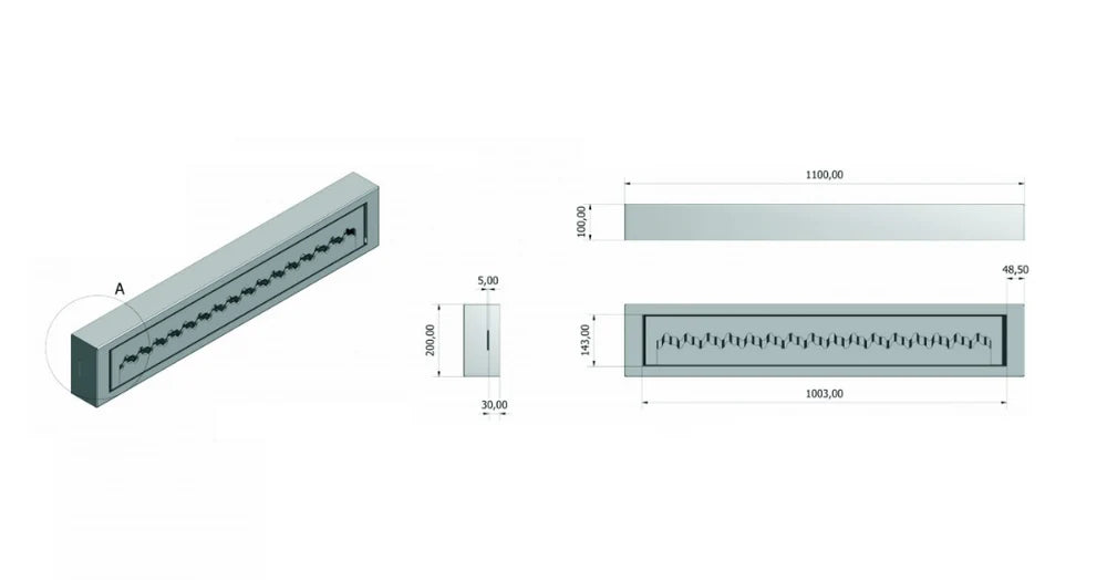 Bio-Ethanol PRO Zigzag Inzethaard 110 CM