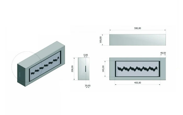 Bio-Ethanol PRO Zigzag Inzethaard 50 CM