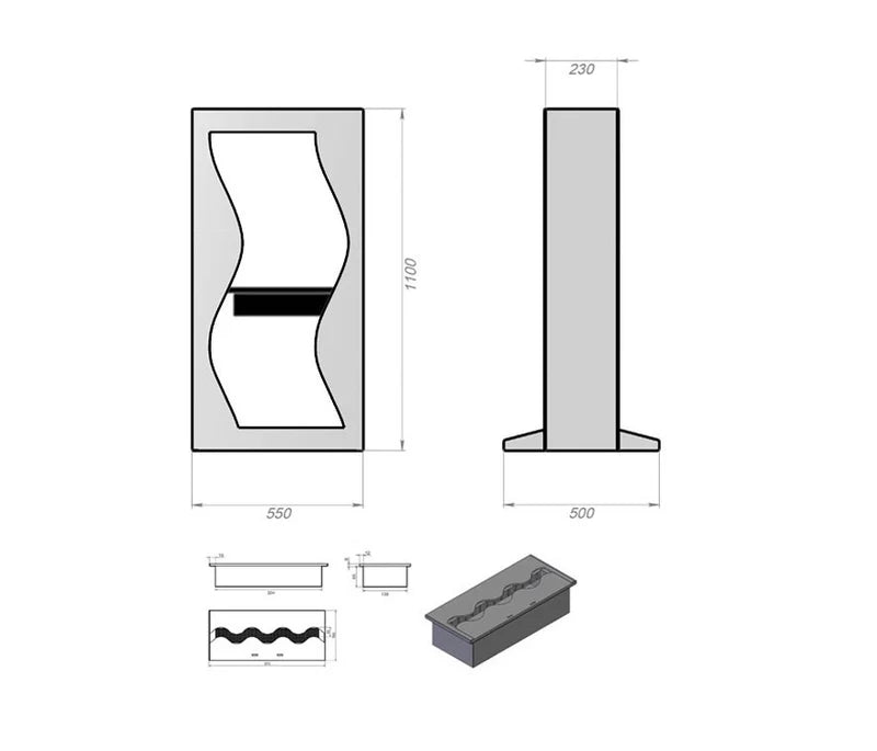 Darinas Zwart Bio Ethanol Vrijstaand Kachelhaard H110 cm