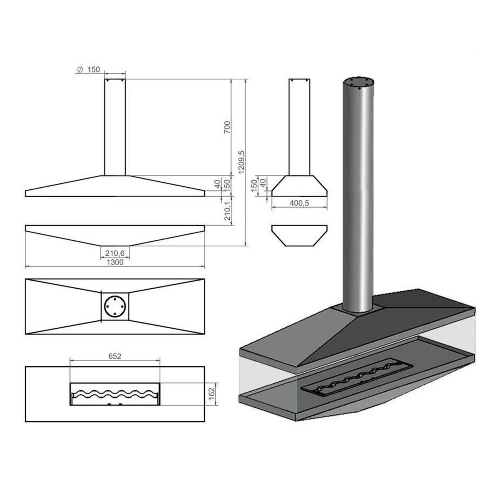 Egano Tube Bio Ethanol Plafondhaard 130 CM