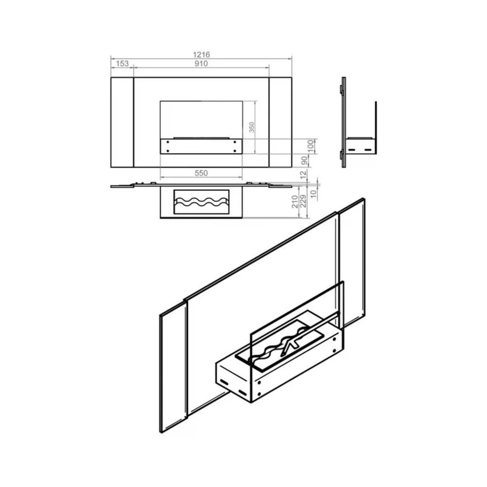 Elbrus Roest Bio Ethanol Wandhaard 120 CM