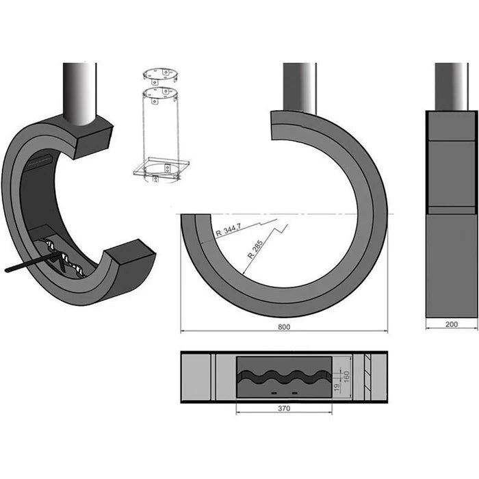 Erto 3/4 Tube Bio Ethanol Plafondhaard D80 CM