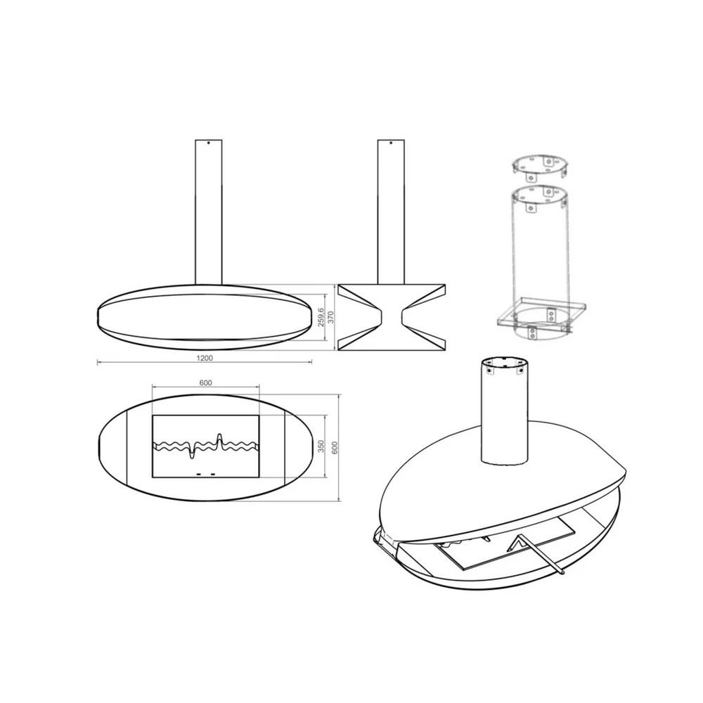 Hamo Bio Ethanol Plafondhaard 120 CM