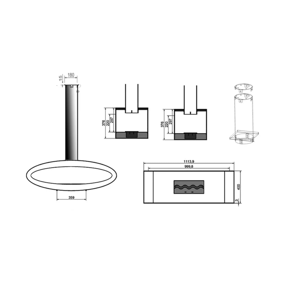 Meru Tube Z Bio Ethanol Plafondhaard 112 CM