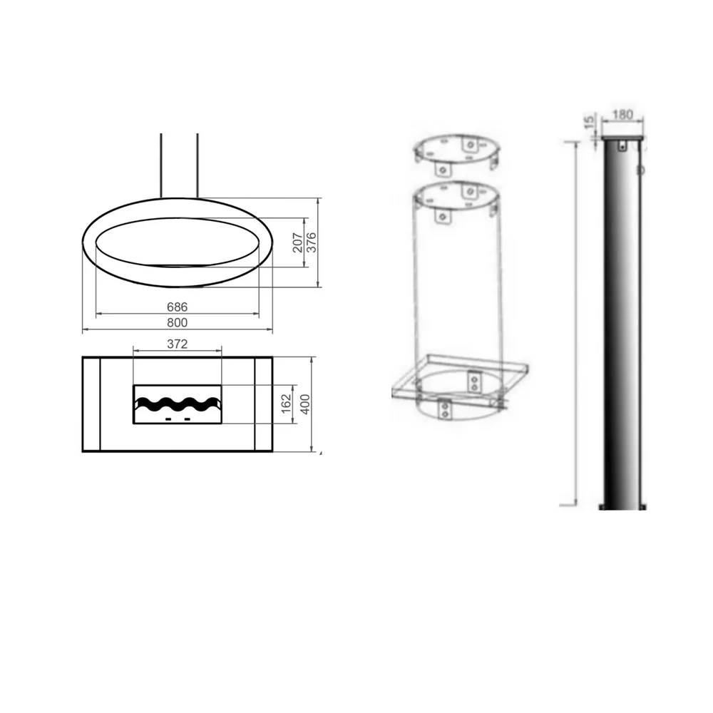 Meru Tube Zwart Bio Plafondhaard 80 cm