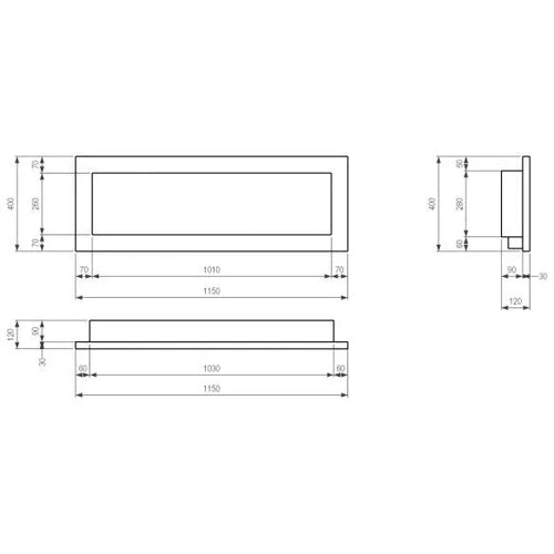 Nerez Zwart Bio-Ethanol Inbouw - Wandhaard 115 CM