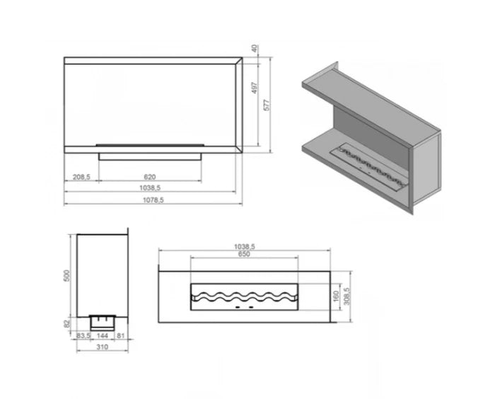 Nila Bio Ethanol Inbouwhoekhaard Links 104 cm