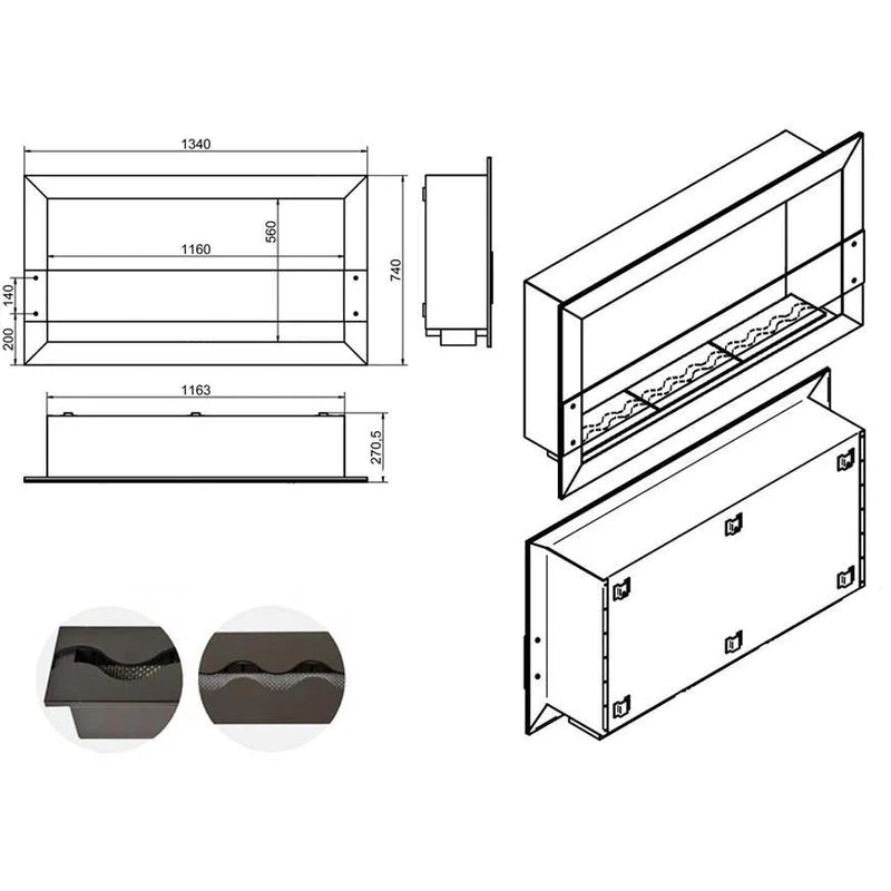 Rieve Bio Ethanol Inbouwhaard 134 CM