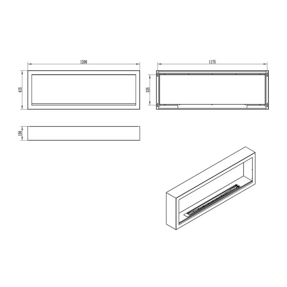 S-line W Bio Ethanol Wandhaard 120 CM