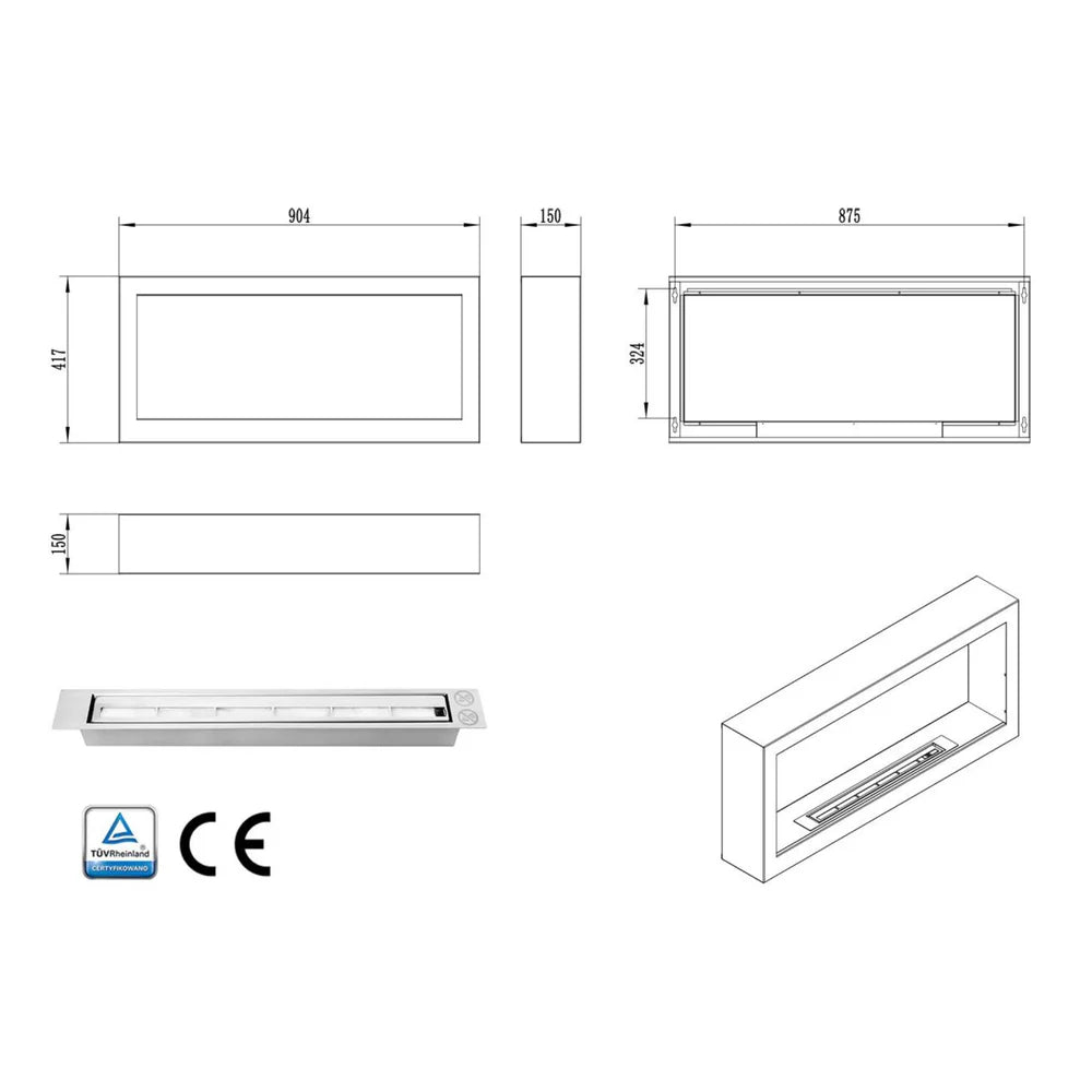 S-line W Bio Ethanol Wandhaard 90 CM