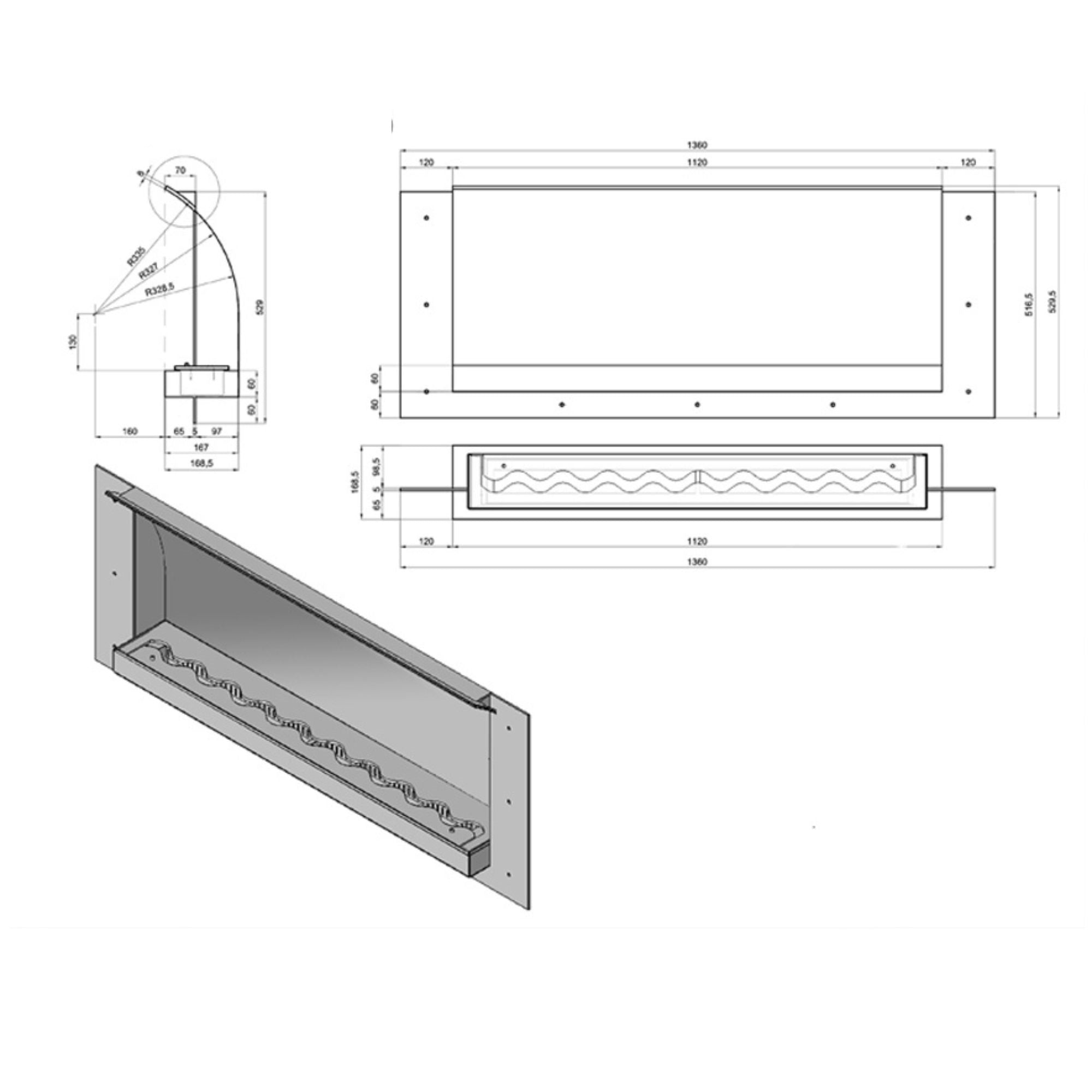 Sola Bio Ethanol Inbouwhaard 136 CM