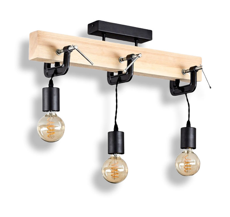 Tale Hanglamp Zwart, Licht Hout, 3-lichts